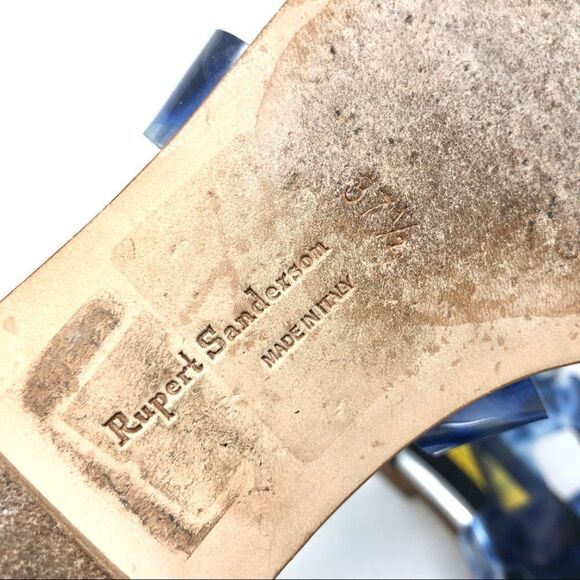 RUPERT Sanderson Silver & Clear Blue Sandals 37.5 - Picture 9 of 11